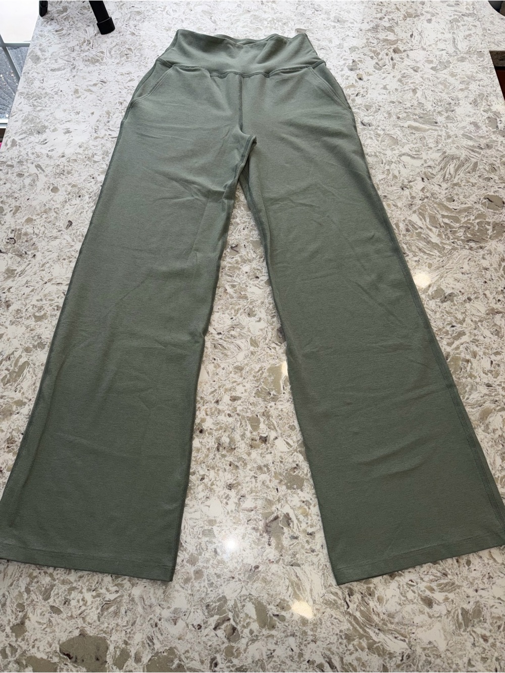Beyond Yoga Olive Sage Wide-Leg Pull-On Pants